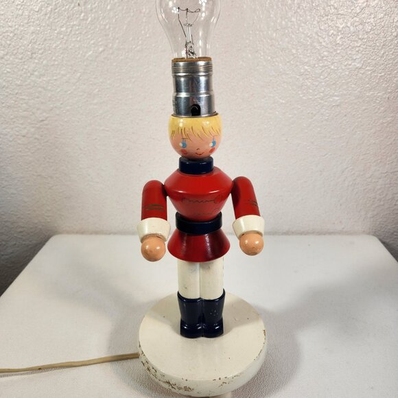 1950's Nursery Kids Baby Lamp Toy Soldier Boy Tested Working Vintage No Shade - Picture 2 of 16